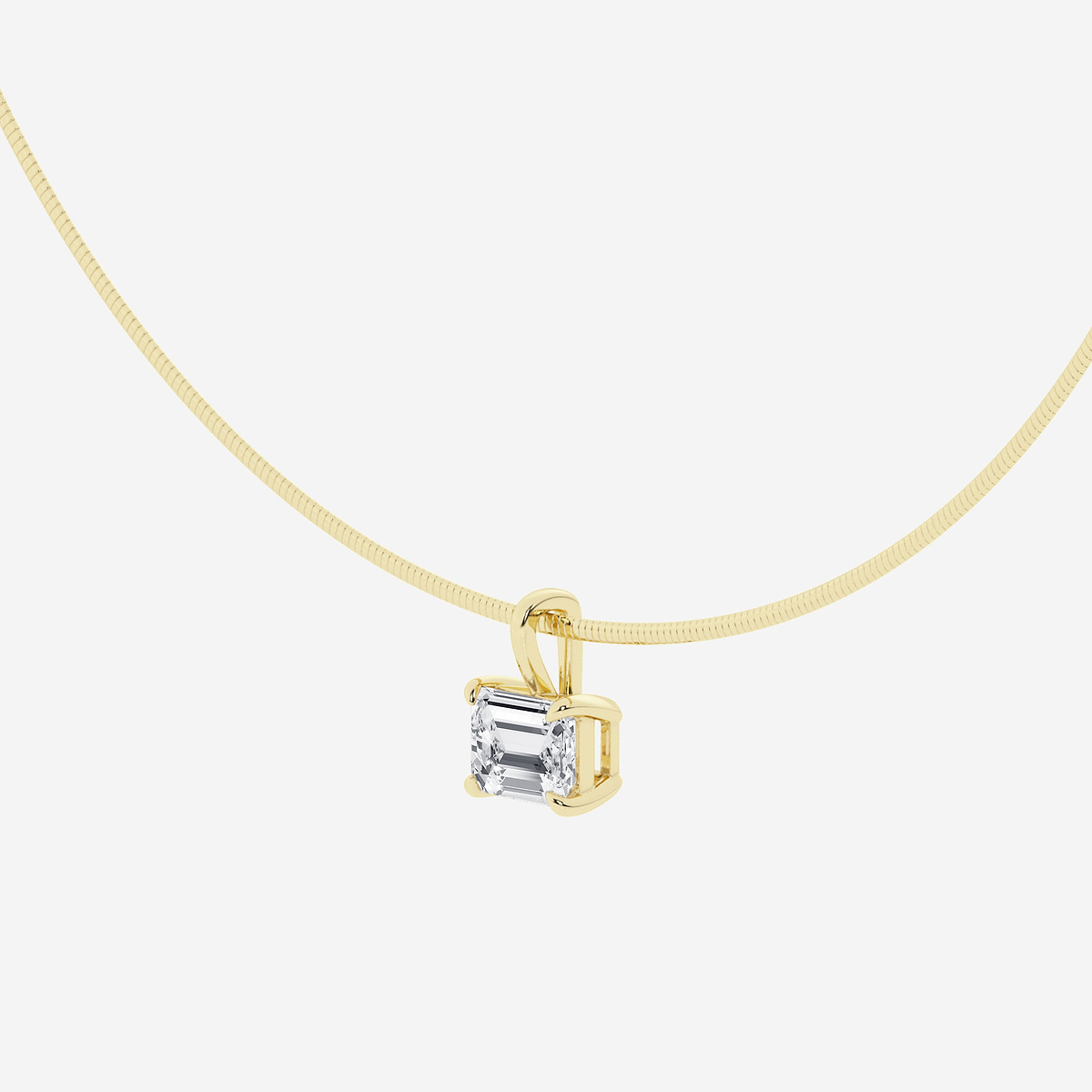 Additional Image 1 for  3 ctw Emerald Lab Grown Diamond Solitaire Pendant with Omega Chain