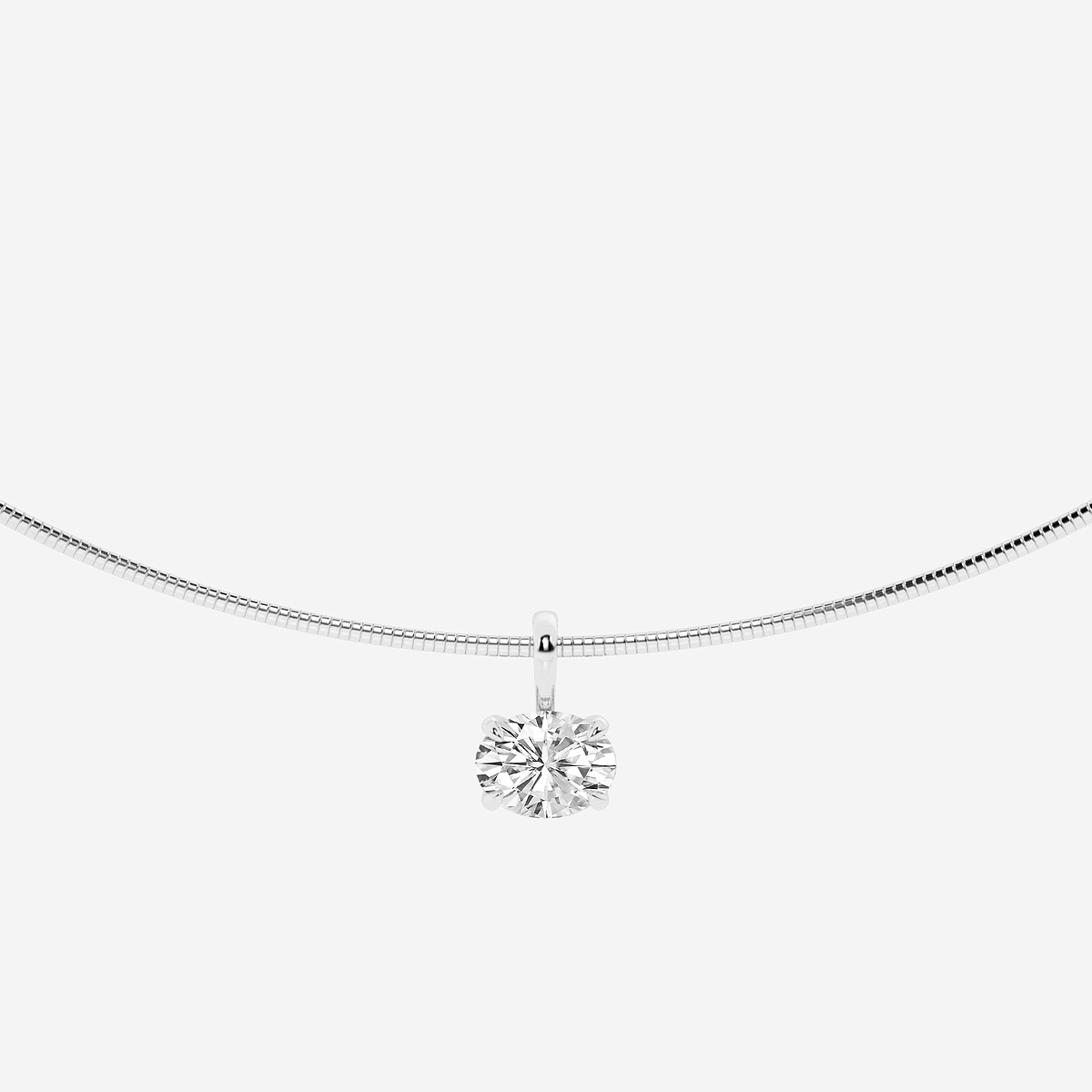 1 1/2 ctw Oval Lab Grown Diamond Solitaire Pendant with Omega Chain