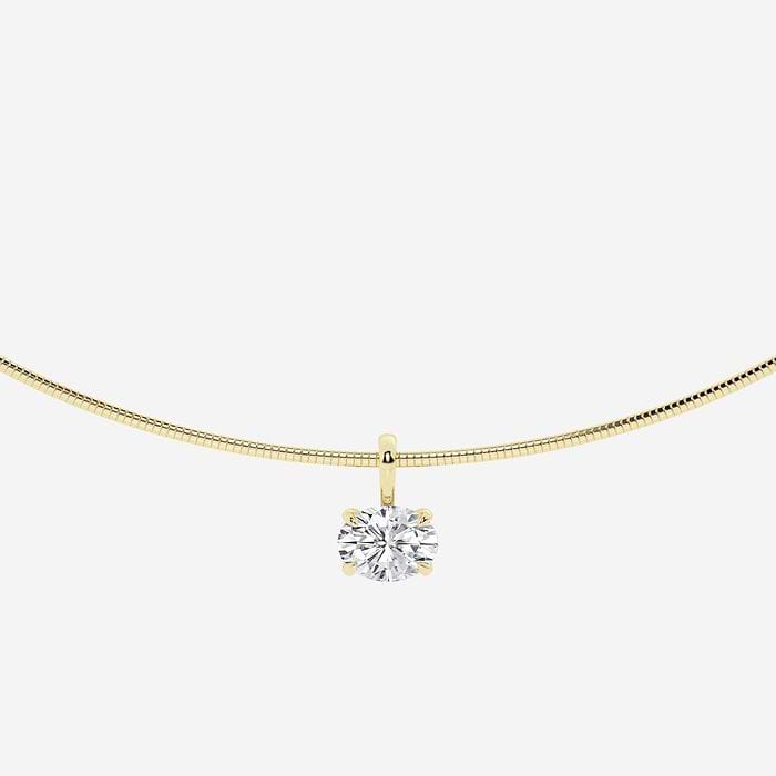 Oval Solitaire Pendant with Omega Chain