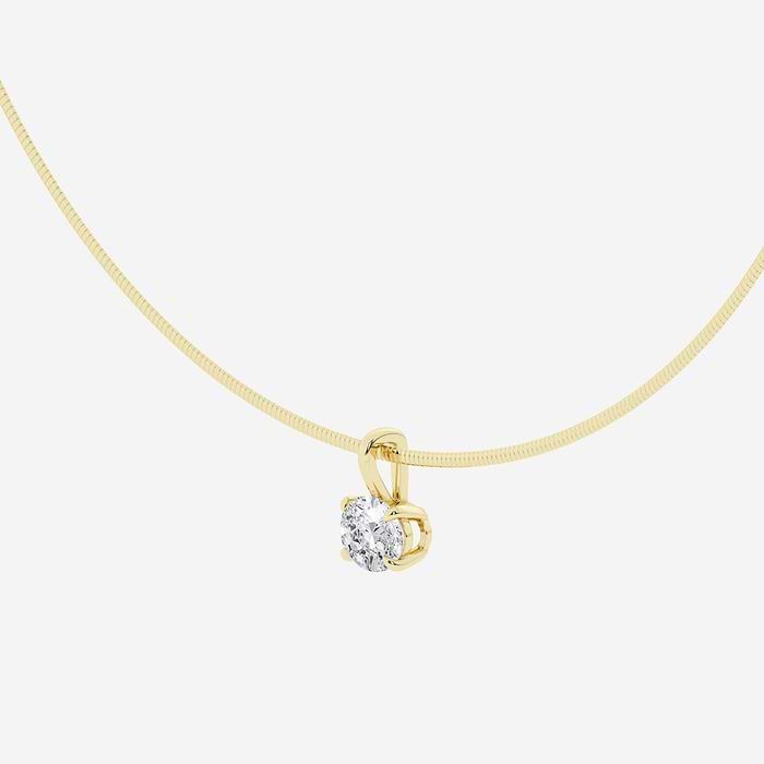 Oval Solitaire Pendant with Omega Chain