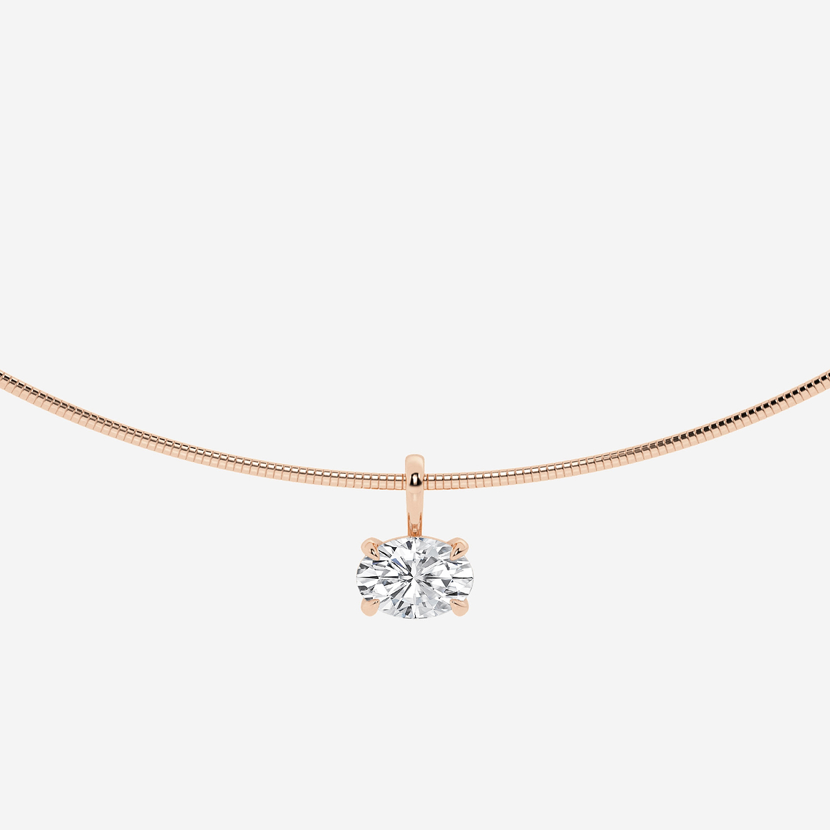 2 ctw Oval Lab Grown Diamond Solitaire Pendant with Omega Chain