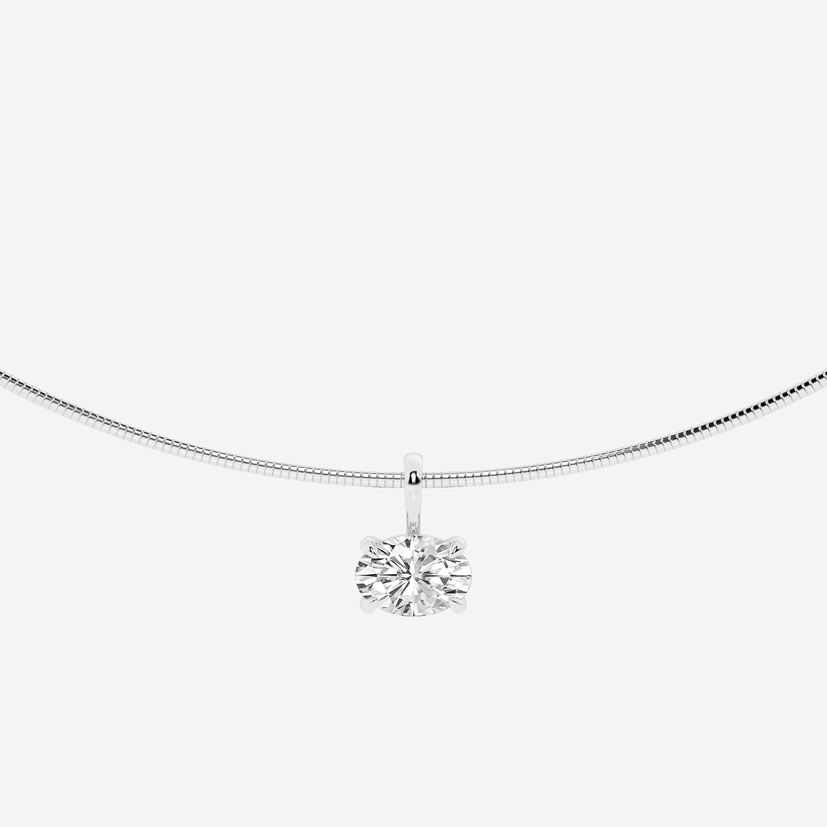 2 ctw Oval Lab Grown Diamond Solitaire Pendant with Omega Chain