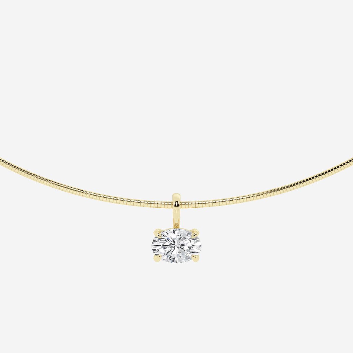 2 ctw Oval Lab Grown Diamond Solitaire Pendant with Omega Chain