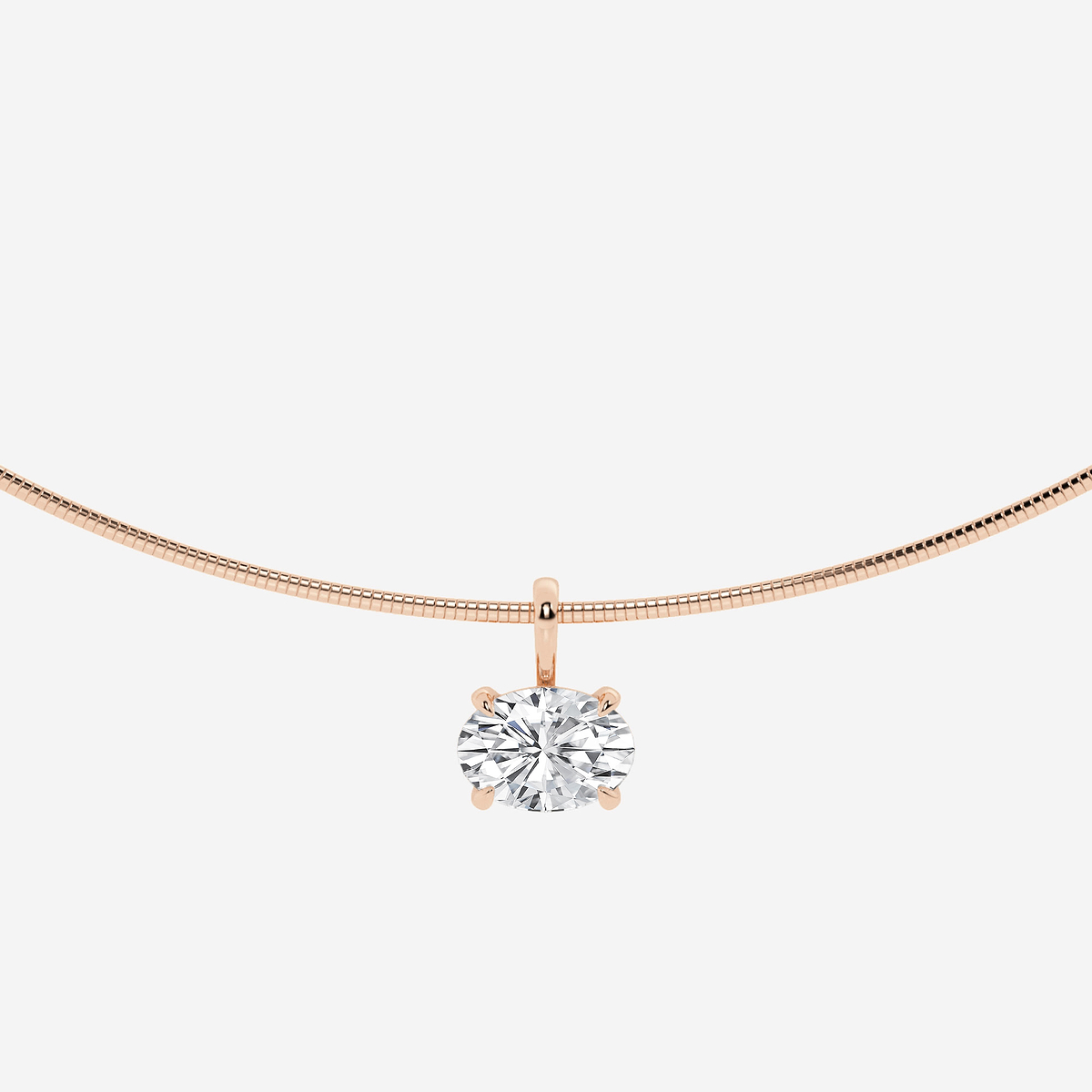 3 ctw Oval Lab Grown Diamond Solitaire Pendant with Omega Chain