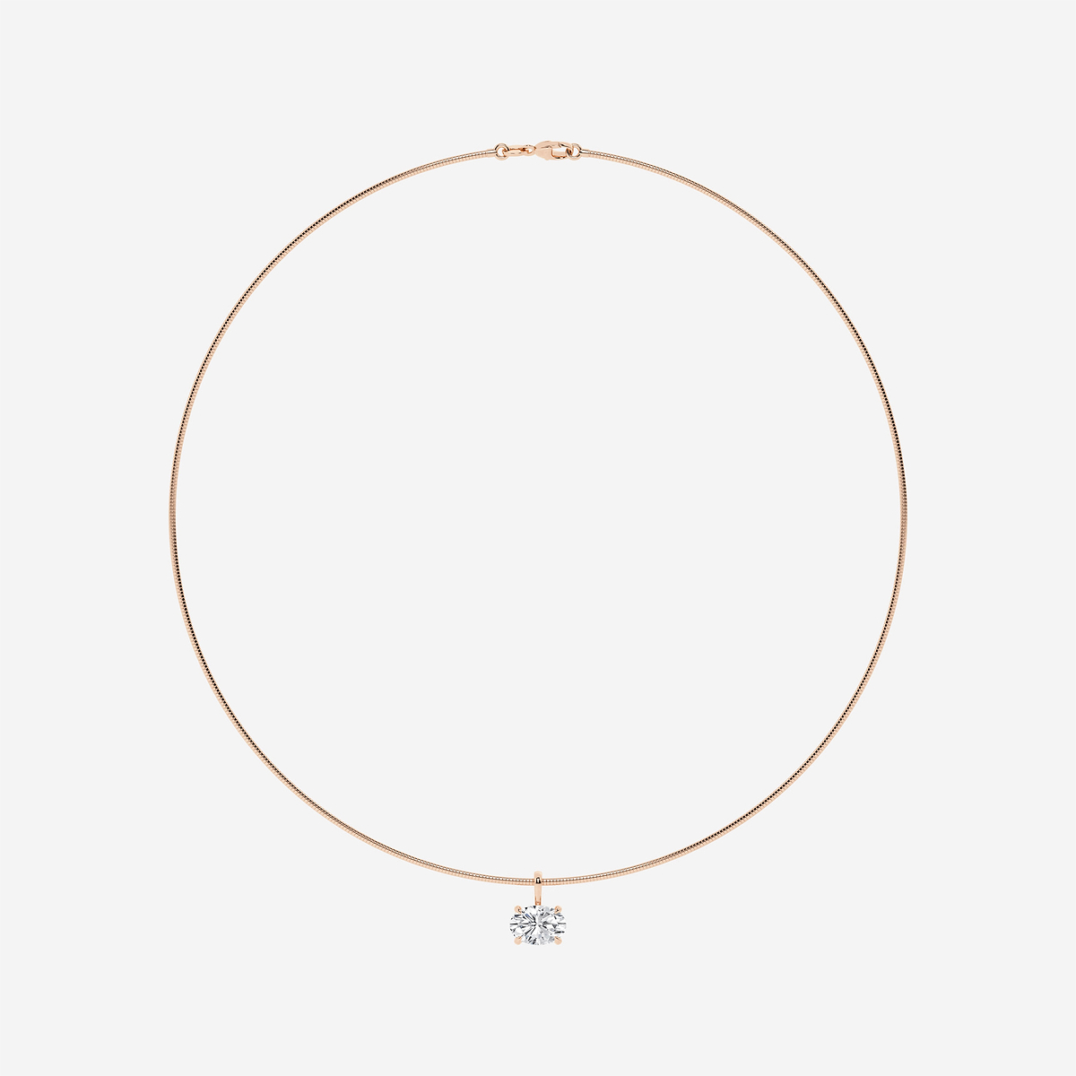 Additional Image 3 for  3 ctw Oval Lab Grown Diamond Solitaire Pendant with Omega Chain