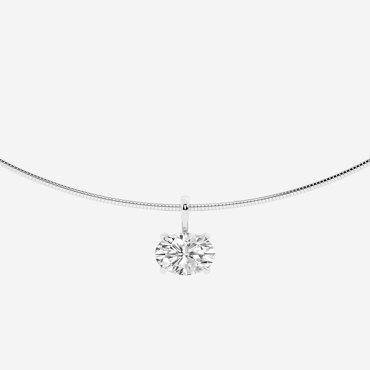 3 ctw Oval Lab Grown Diamond Solitaire Pendant with Omega Chain