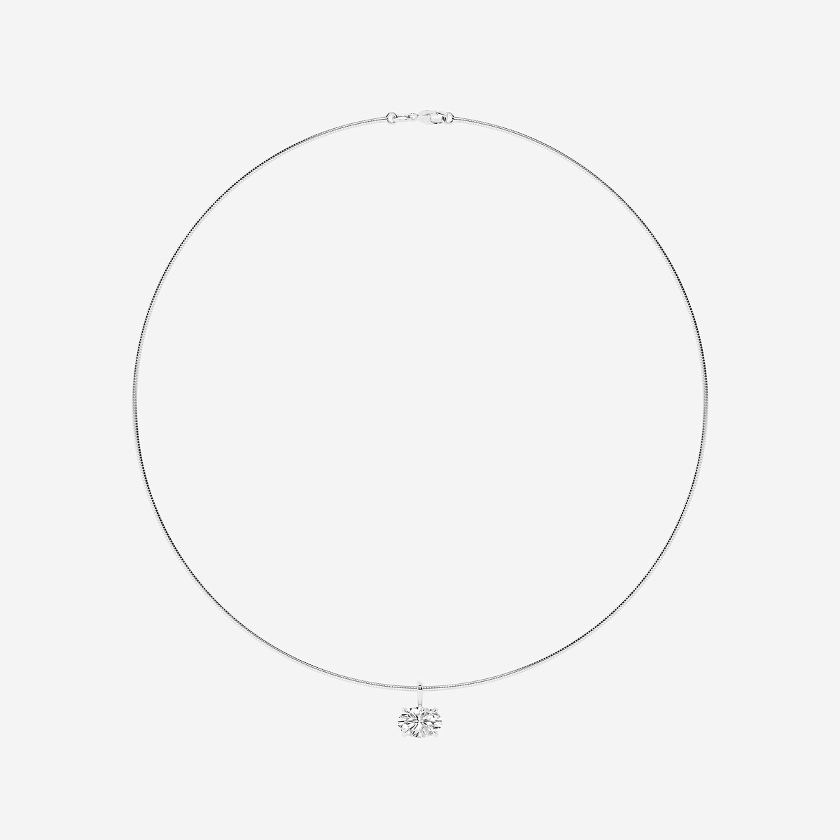 Additional Image 3 for  3 ctw Oval Lab Grown Diamond Solitaire Pendant with Omega Chain