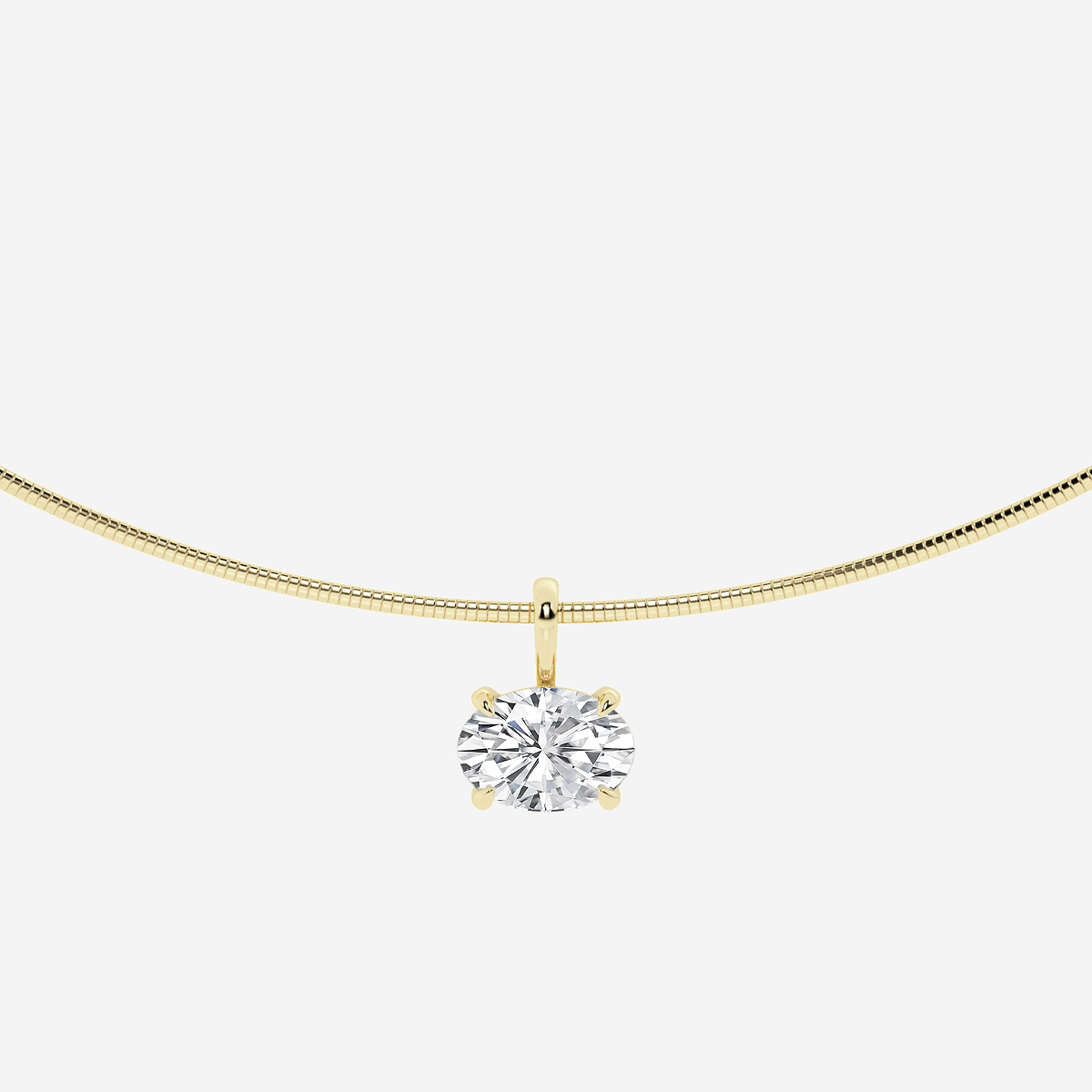 3 ctw Oval Lab Grown Diamond Solitaire Pendant with Omega Chain