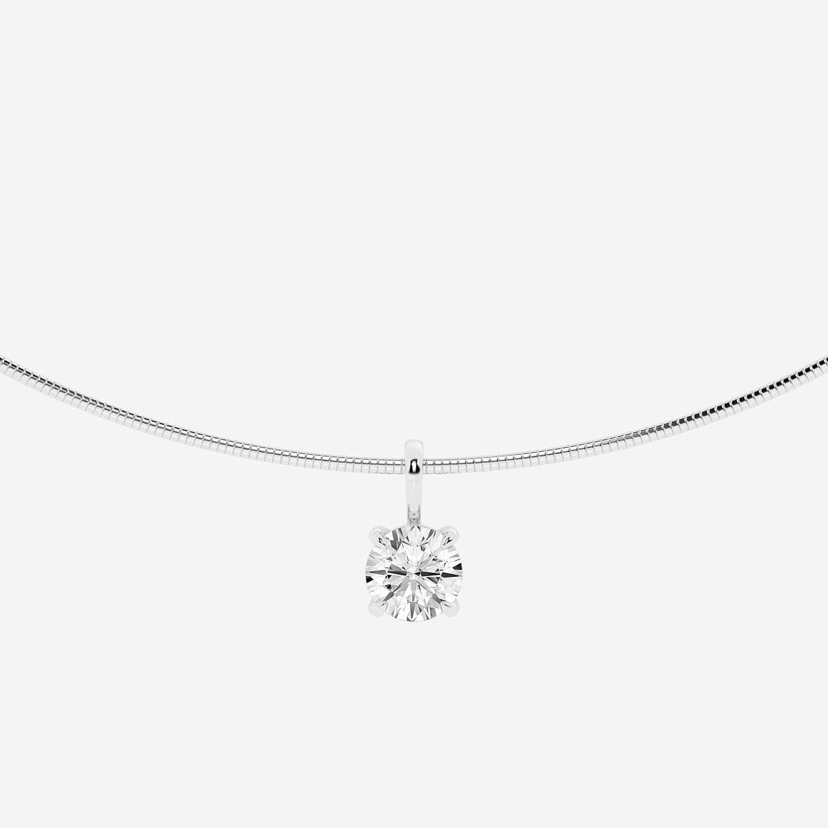 2 ctw Round Lab Grown Diamond Solitaire Pendant with Omega Chain 14K White Gold, G, SI