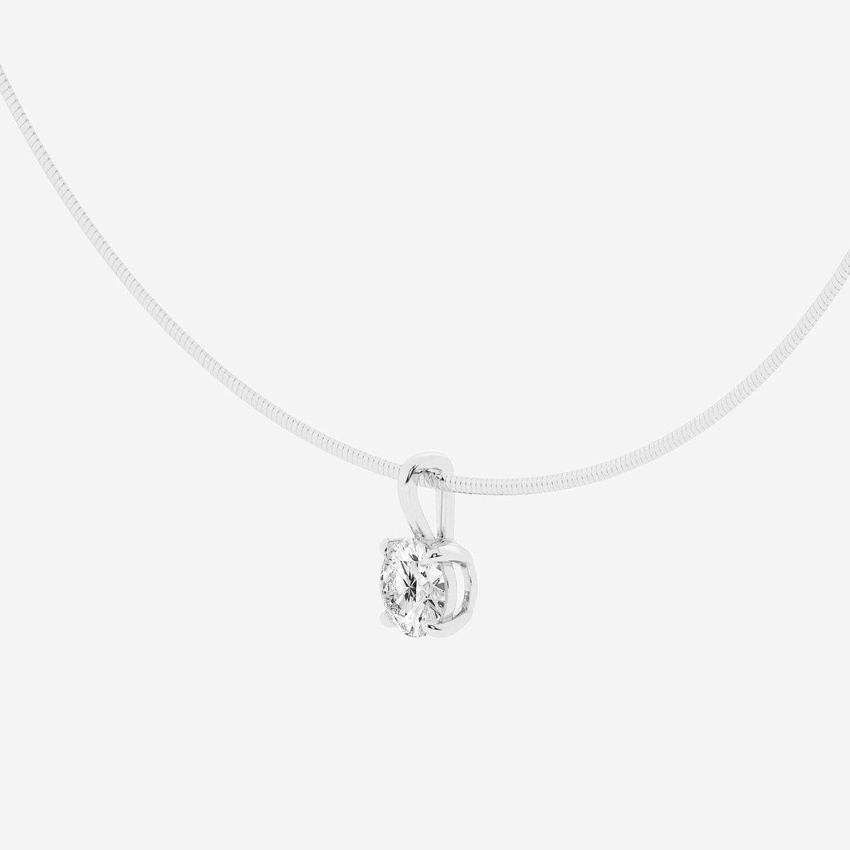 2 ctw Round Lab Grown Diamond Solitaire Pendant with Omega Chain 14K White Gold, G, SI