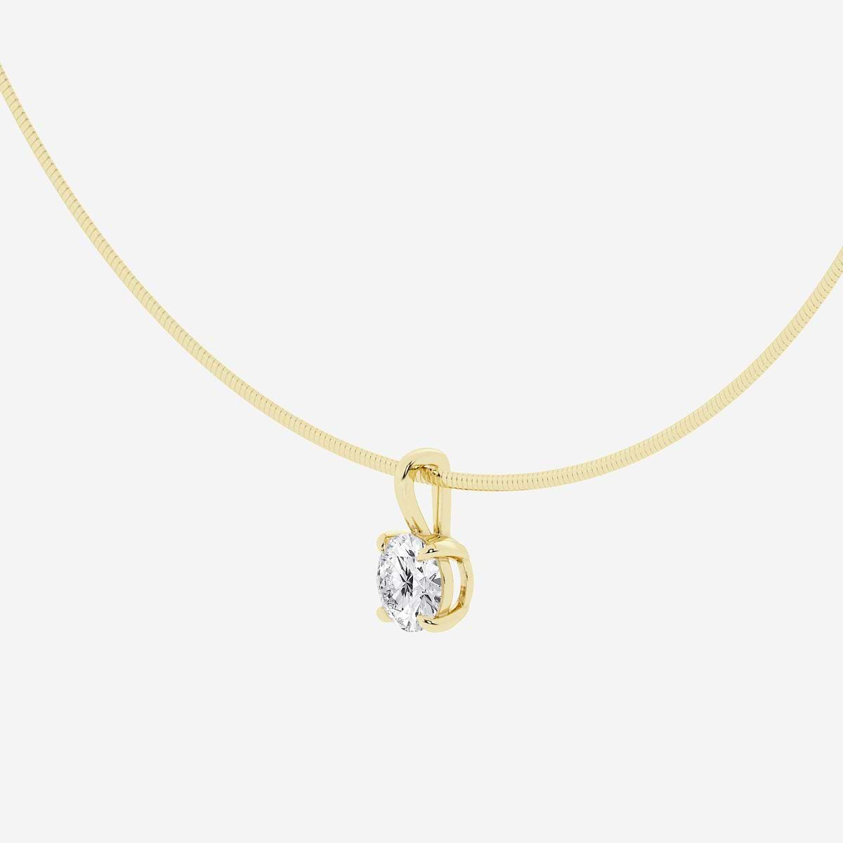 2 ctw Round Lab Grown Diamond Solitaire Pendant with Omega Chain 14K Yellow Gold, G, SI