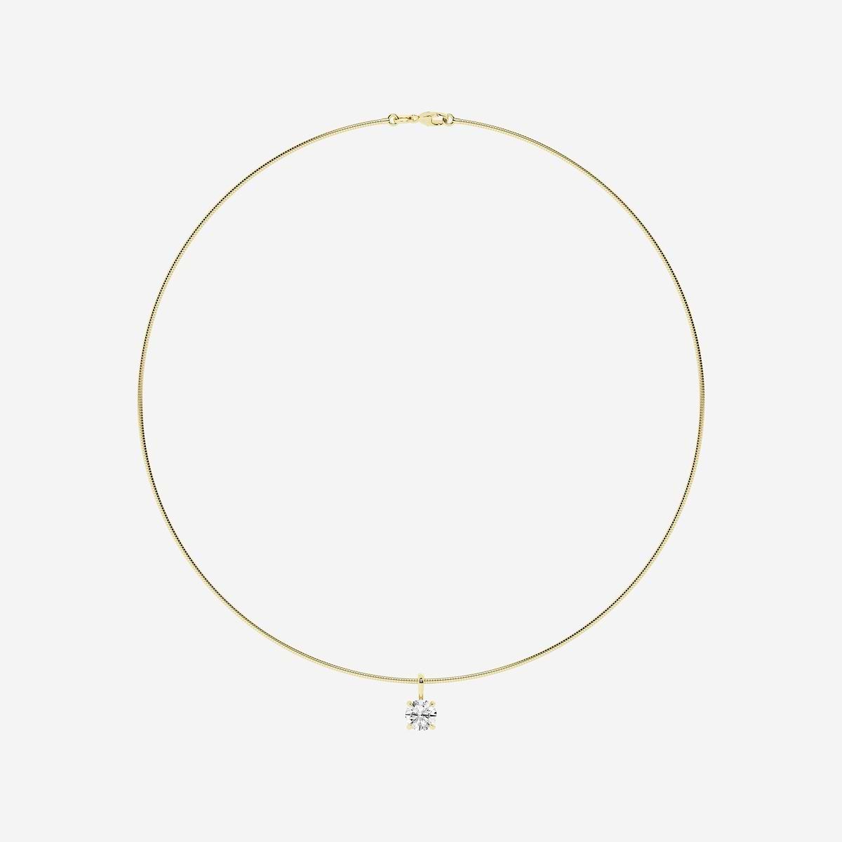 2 ctw Round Lab Grown Diamond Solitaire Pendant with Omega Chain 14K Yellow Gold, G, SI