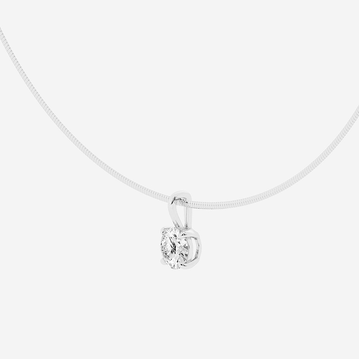 Omega Chain Pendant - 2 ctw Round Lab Grown Diamond Solitaire Pendant with Omega Chain