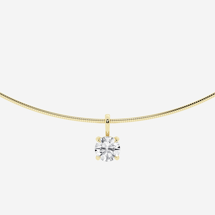 Round Solitaire Pendant with Omega Chain