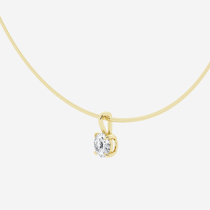 Round Solitaire Pendant with Omega Chain