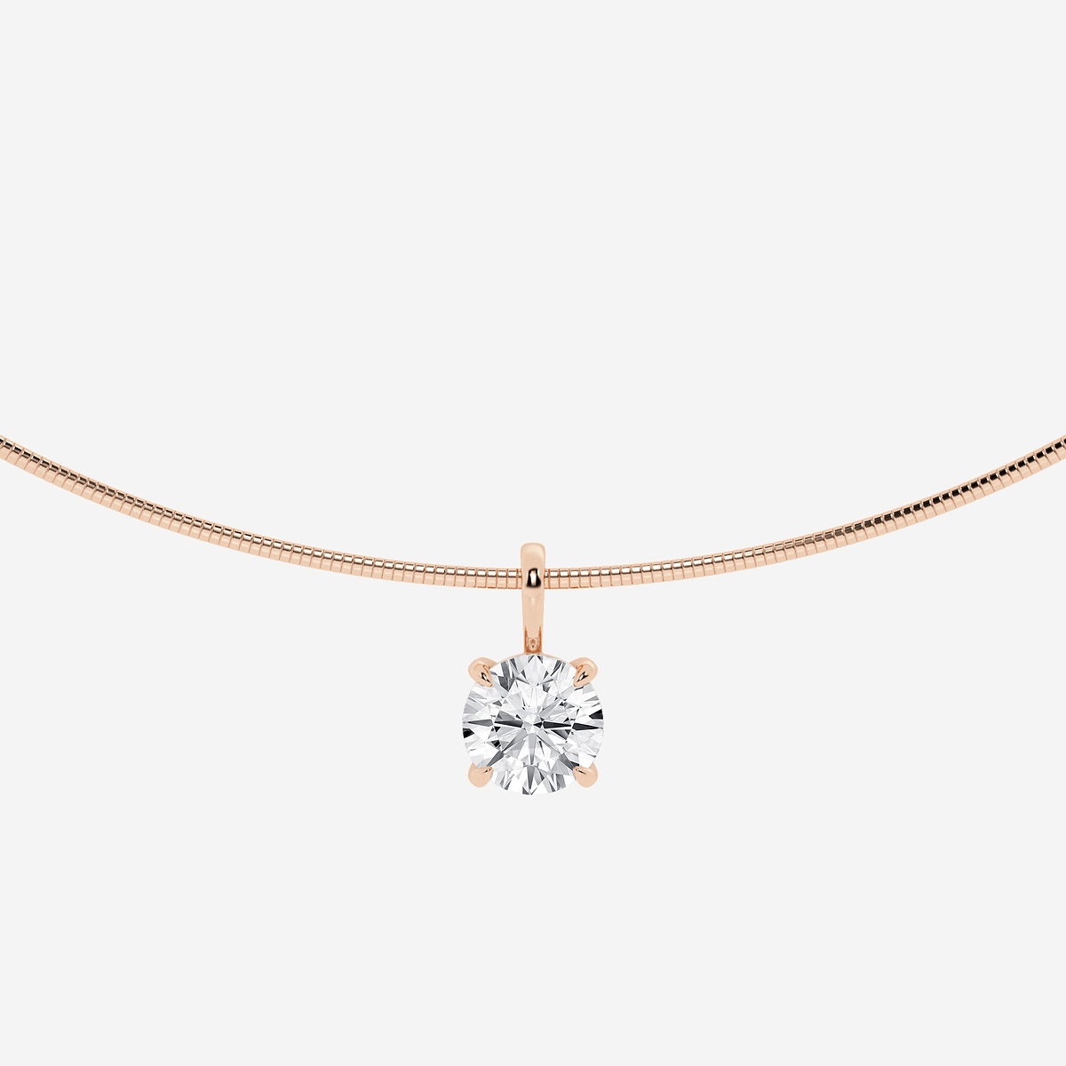 3 ctw Round Lab Grown Diamond Solitaire Pendant with Omega Chain