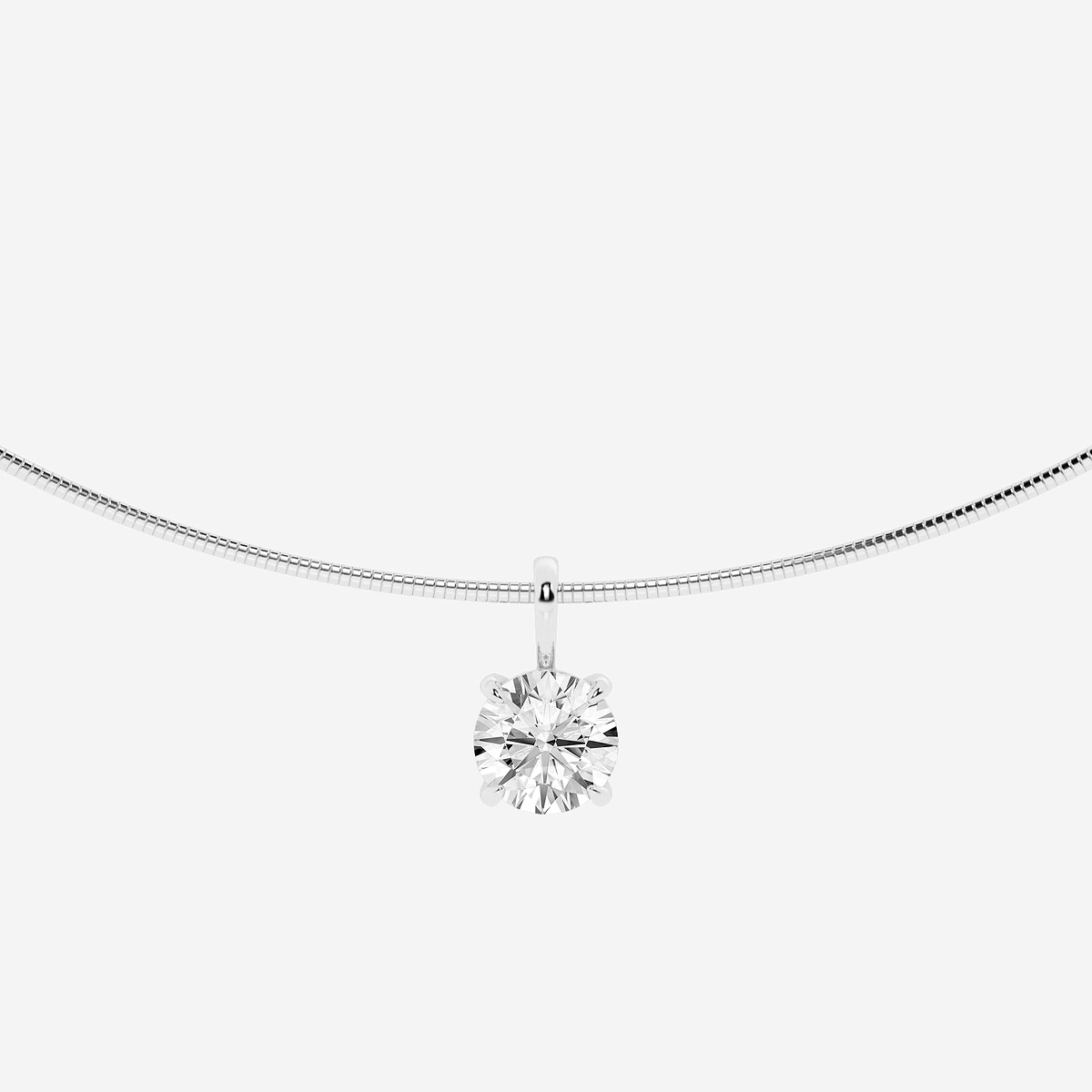 3 ctw Round Lab Grown Diamond Solitaire Pendant with Omega Chain