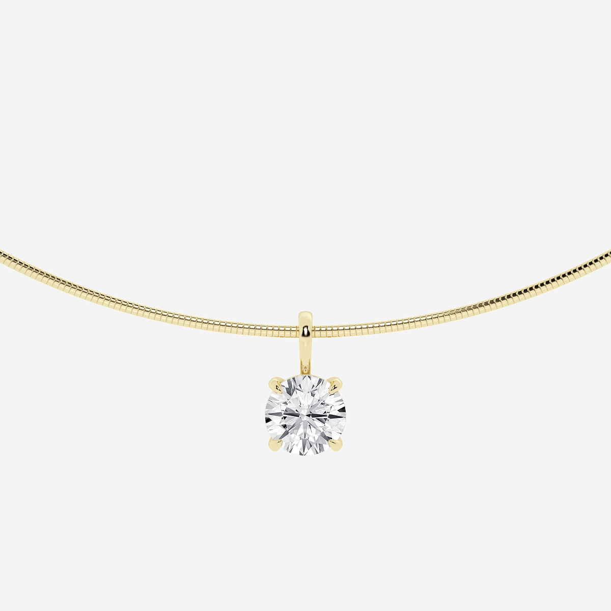 3 ctw Round Lab Grown Diamond Solitaire Pendant with Omega Chain