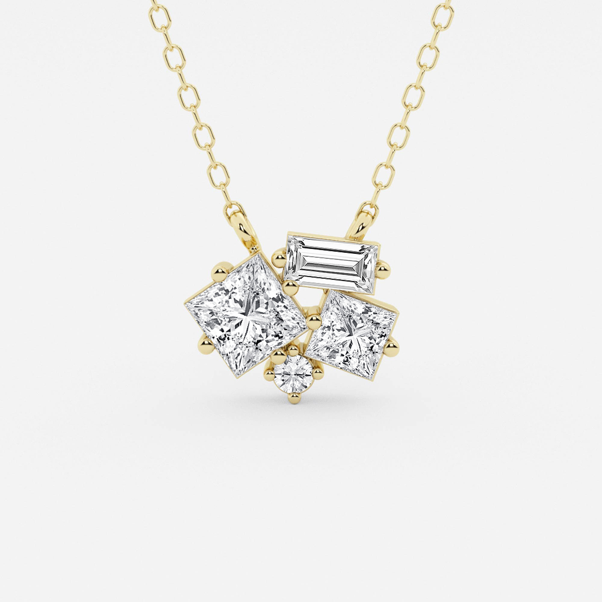 3/4 ctw Mosaic Framed Abstract Pendant 14K Yellow Gold, F, VS2