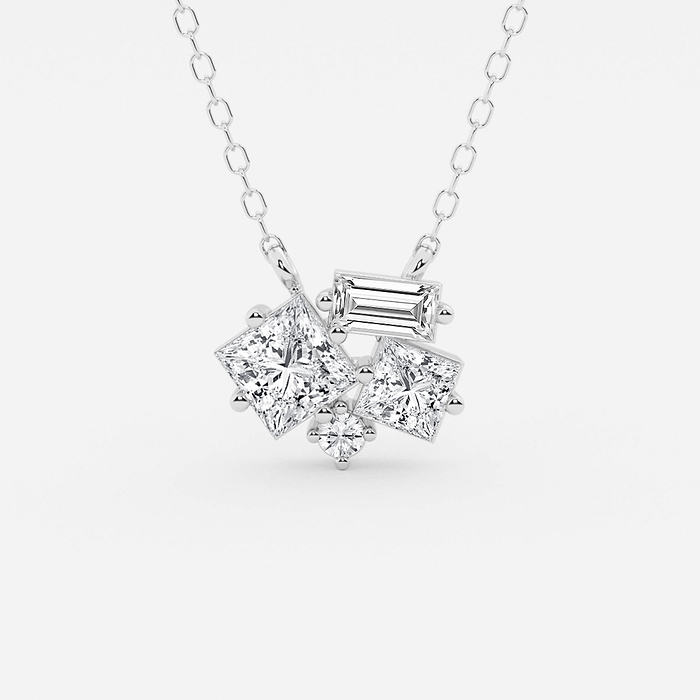 1 ctw Round Lab Grown Diamond Two Stone Fashion Pendant with