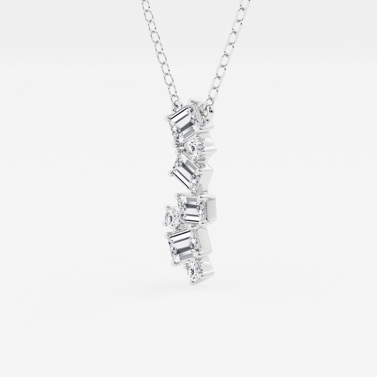 Additional Image 1 for  1/2 ctw Emerald and Round Lab Grown Diamond Cascade Pendant