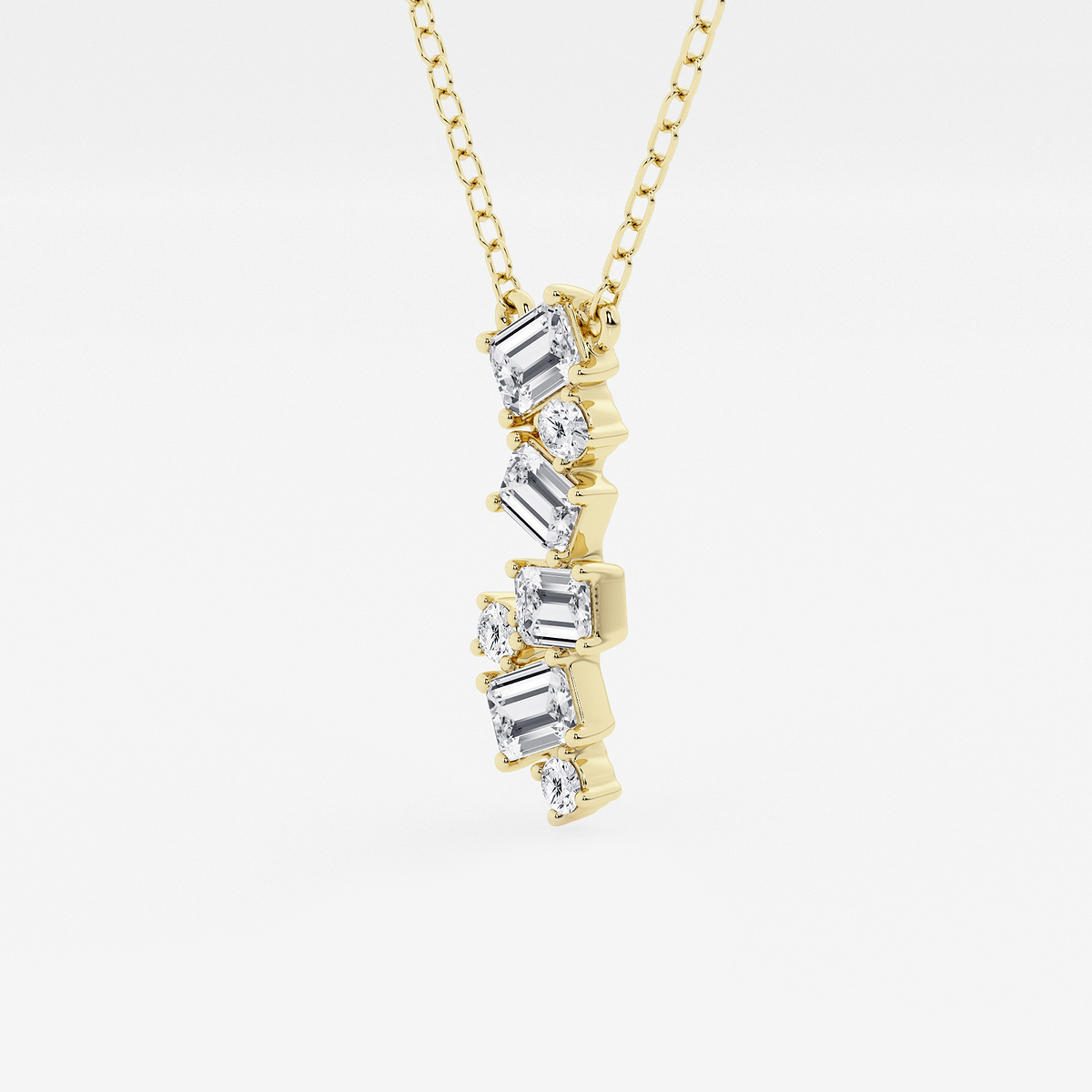 Additional Image 1 for  1/2 ctw Emerald and Round Lab Grown Diamond Cascade Pendant