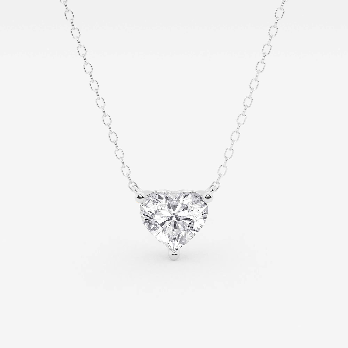 1 1/2 ctw Heart Lab Grown Diamond Solitaire Pendant 14K White Gold, G, SI