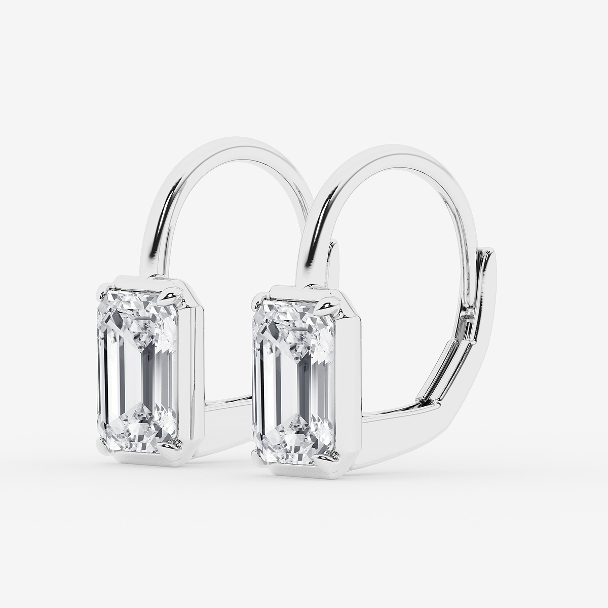 Additional Image 1 for  3 ctw Emerald Lab Grown Diamond Solitaire Stud Earrings