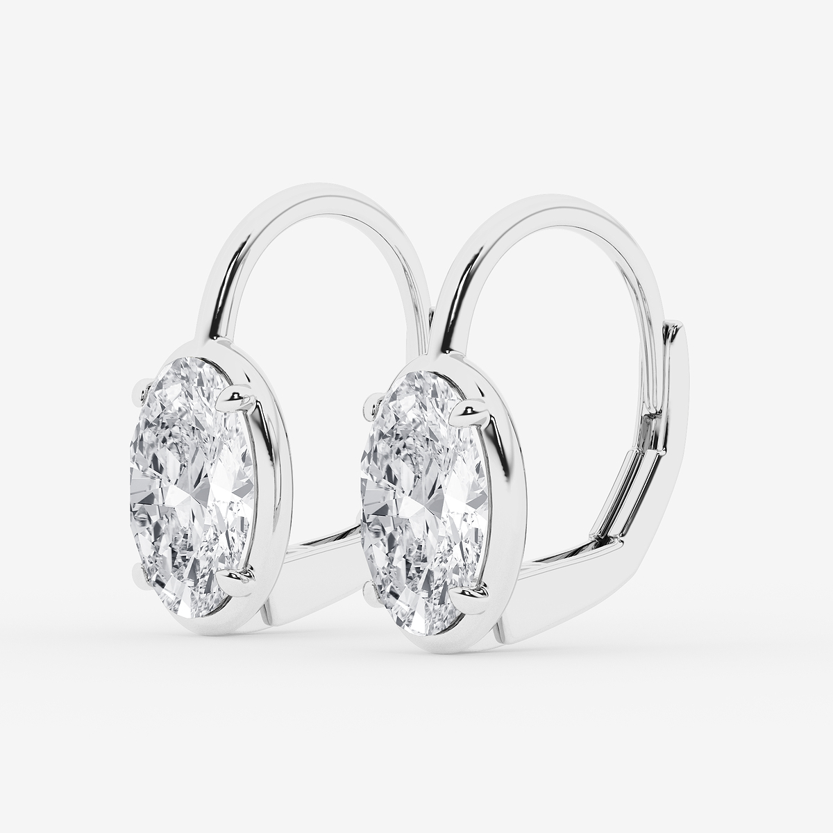 Additional Image 1 for  3 ctw Oval Lab Grown Diamond Solitaire Stud Earrings