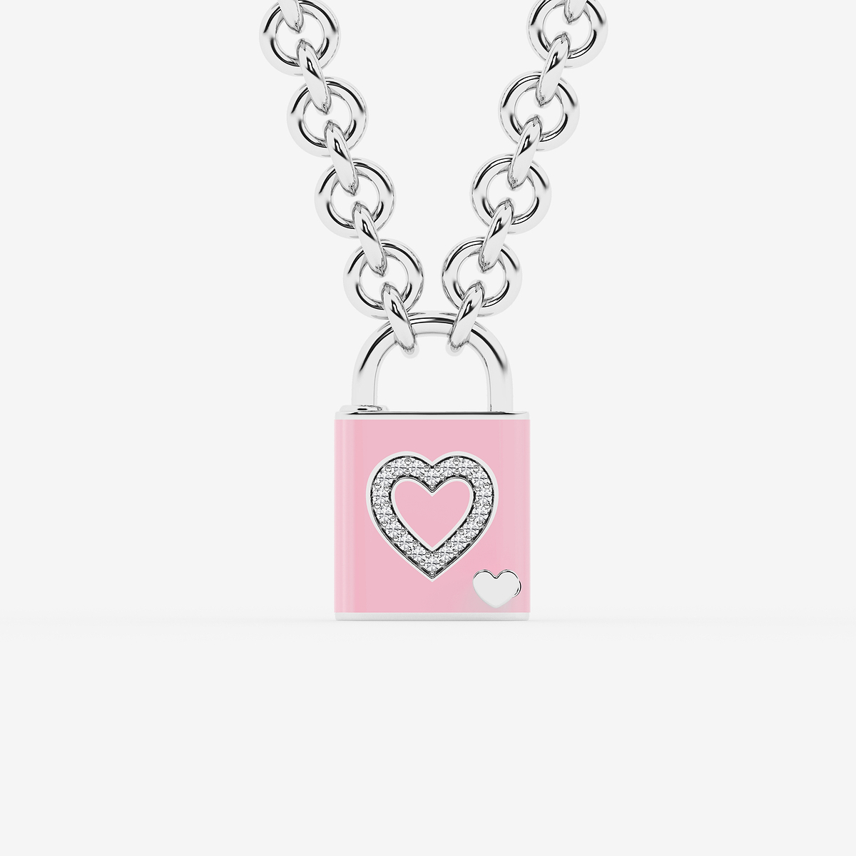 1/4 ctw Round Lab Grown Diamond Heart Lock Pendant with Blush Ceramic