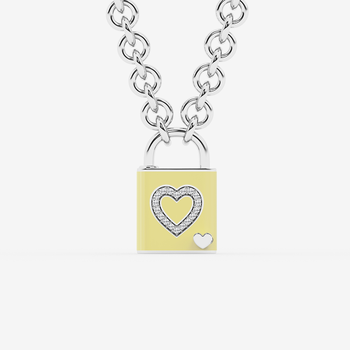 1/4 ctw Round Lab Grown Diamond Heart Lock Pendant with Butter Ceramic