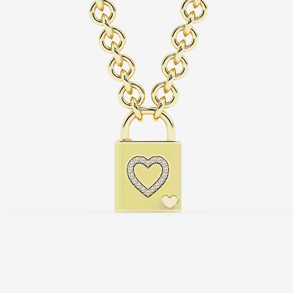 1/4 ctw Round Lab Grown Diamond Heart Lock Pendant with Butter Ceramic