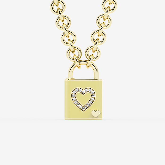 1/4 ctw Round Lab Grown Diamond Heart Lock Pendant with Butter Ceramic