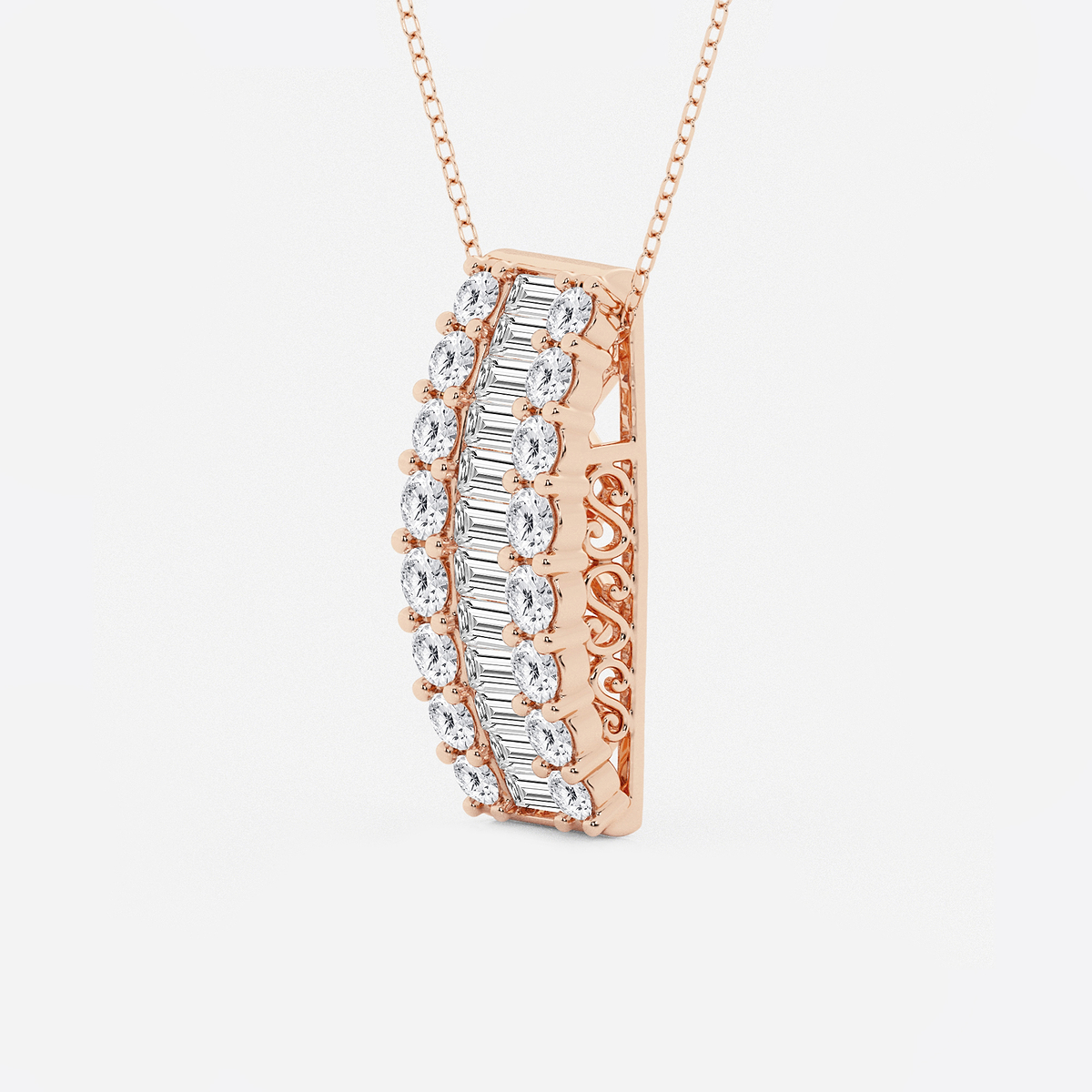 Additional Image 1 for  3 ctw Baguette and Round Lab Grown Diamond Pendant with Adjustable Chain