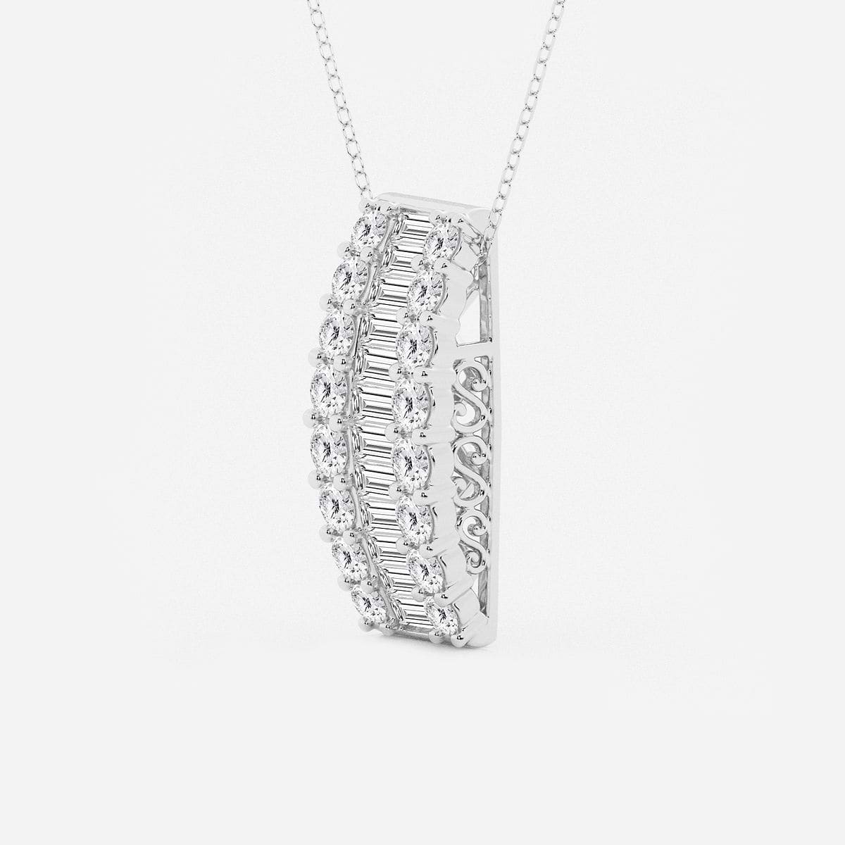 3 ctw Baguette and Round Lab Grown Diamond Fashion Pendant