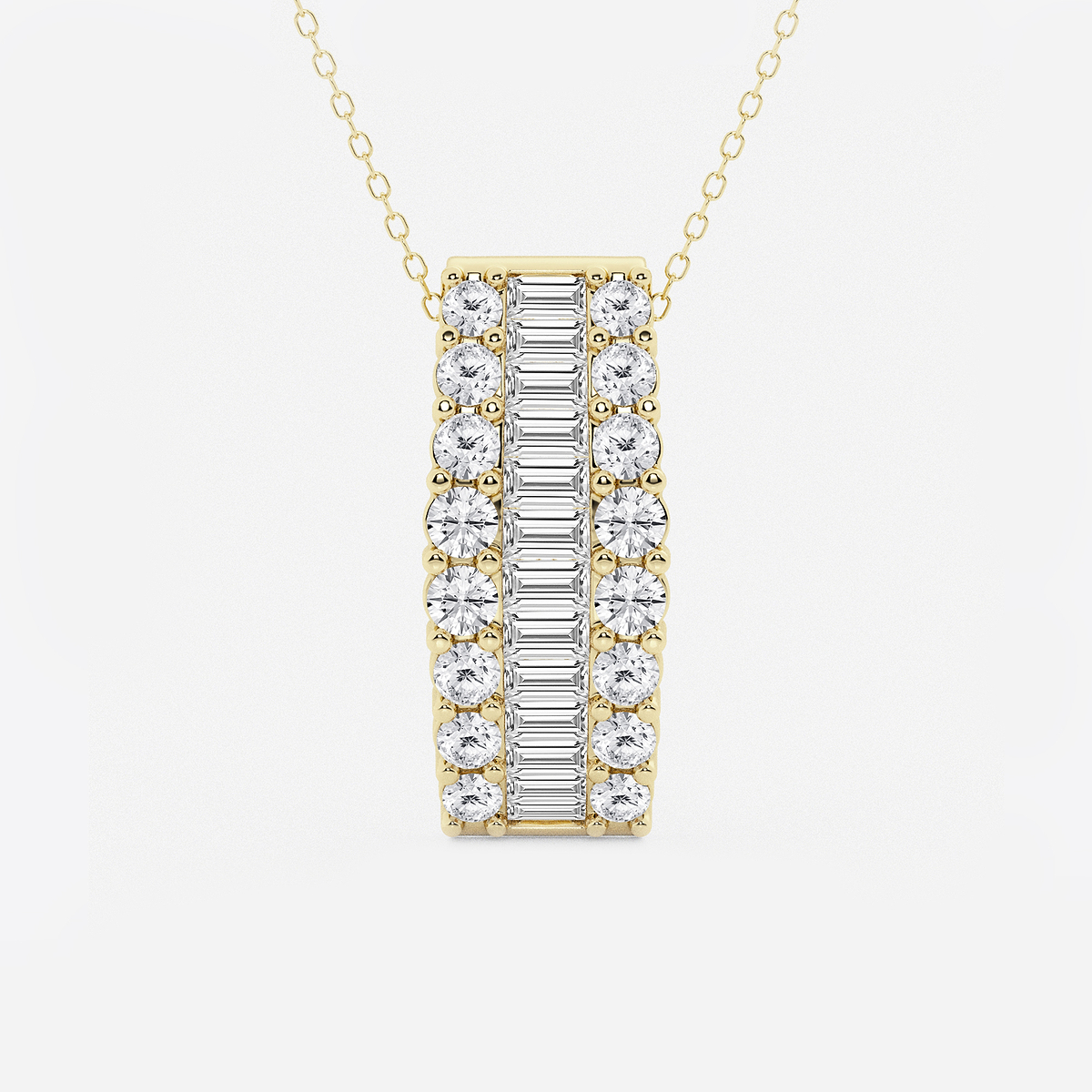 3 ctw Baguette and Round Lab Grown Diamond Pendant with Adjustable Chain