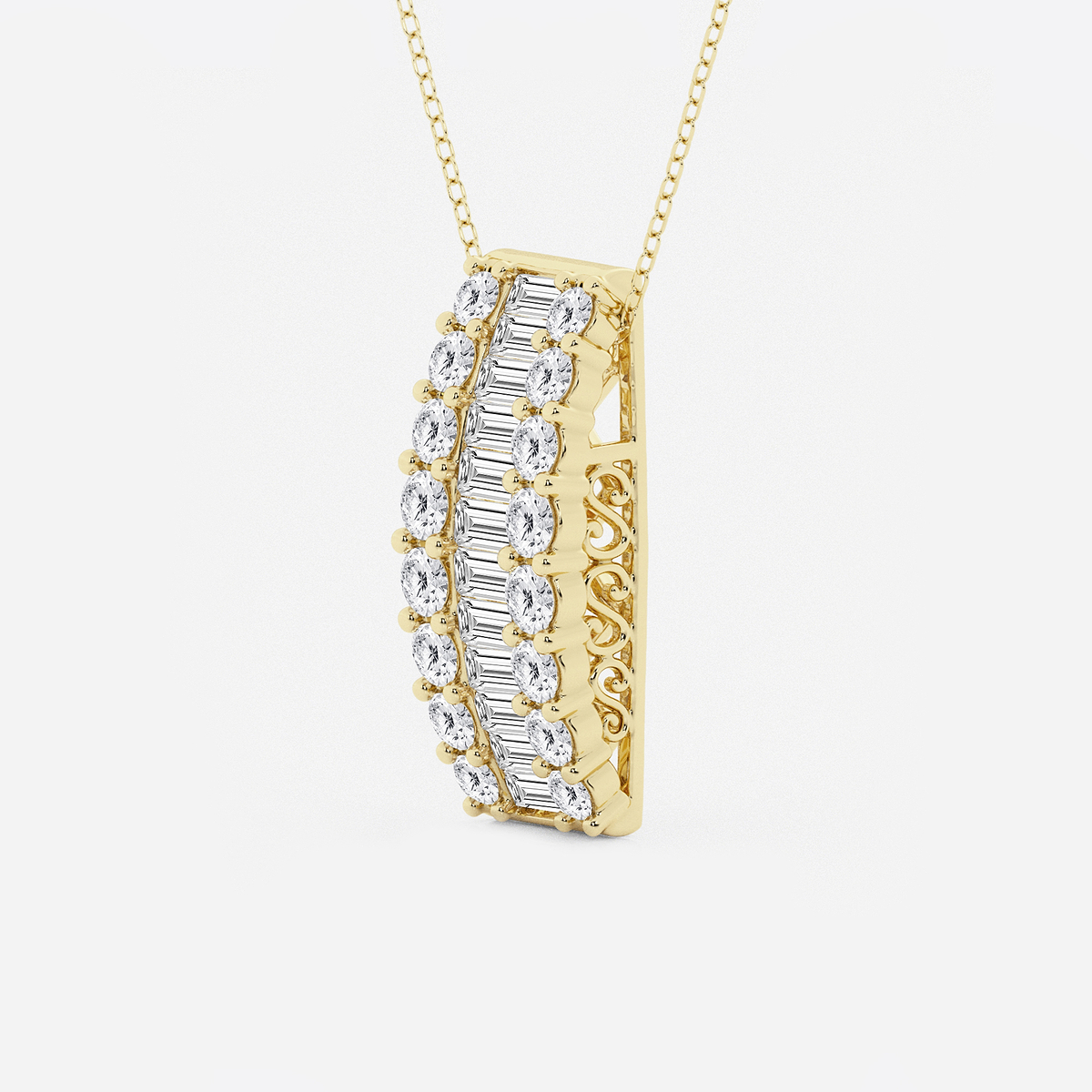 Additional Image 1 for  3 ctw Baguette and Round Lab Grown Diamond Pendant with Adjustable Chain