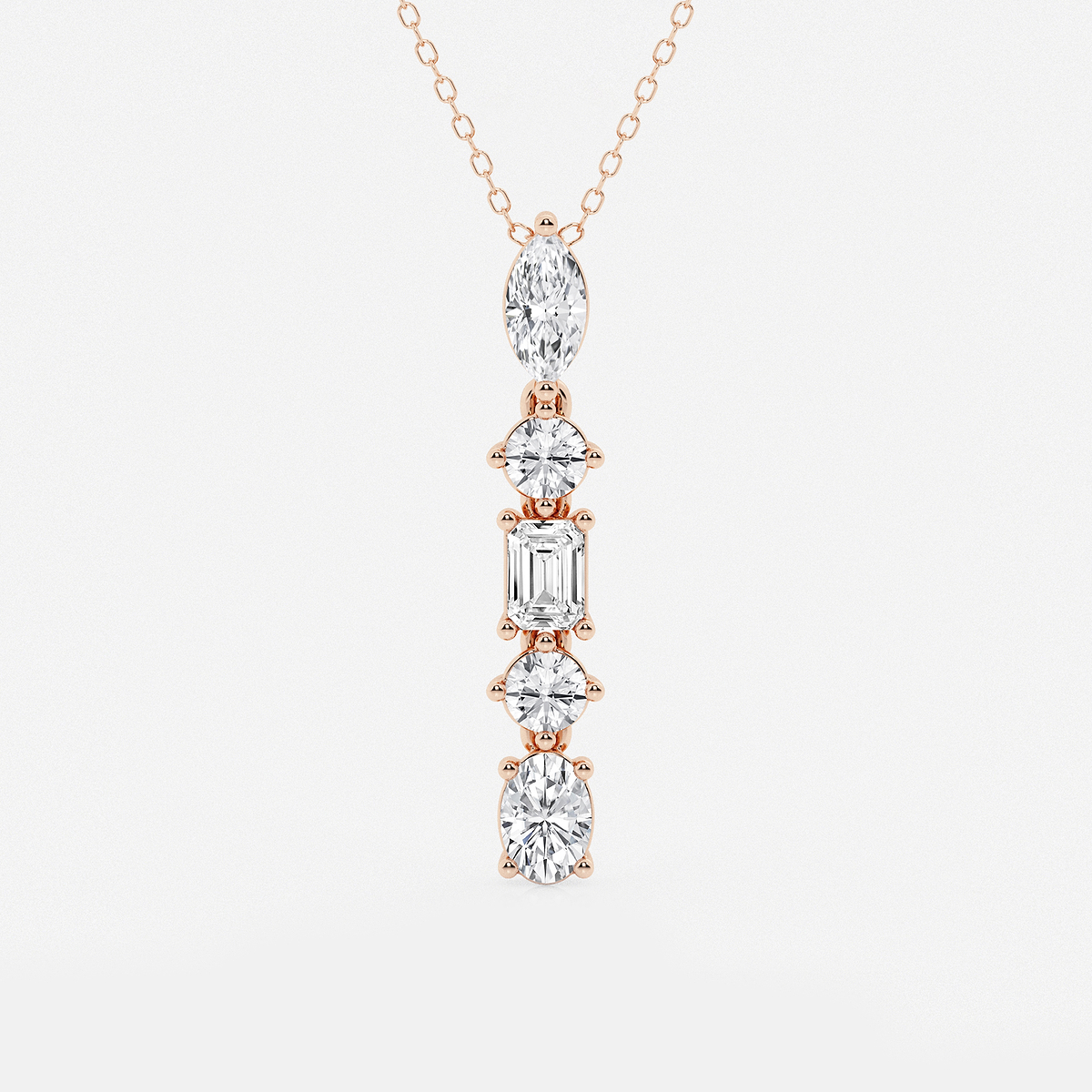 2 ctw Multi-Shape Lab Grown Diamond Pendant with Adjustable Chain