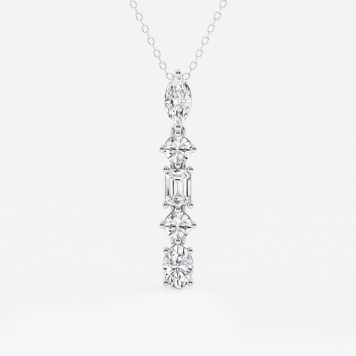 2 ctw Multi-Shape Lab Grown Diamond Pendant with Adjustable Chain