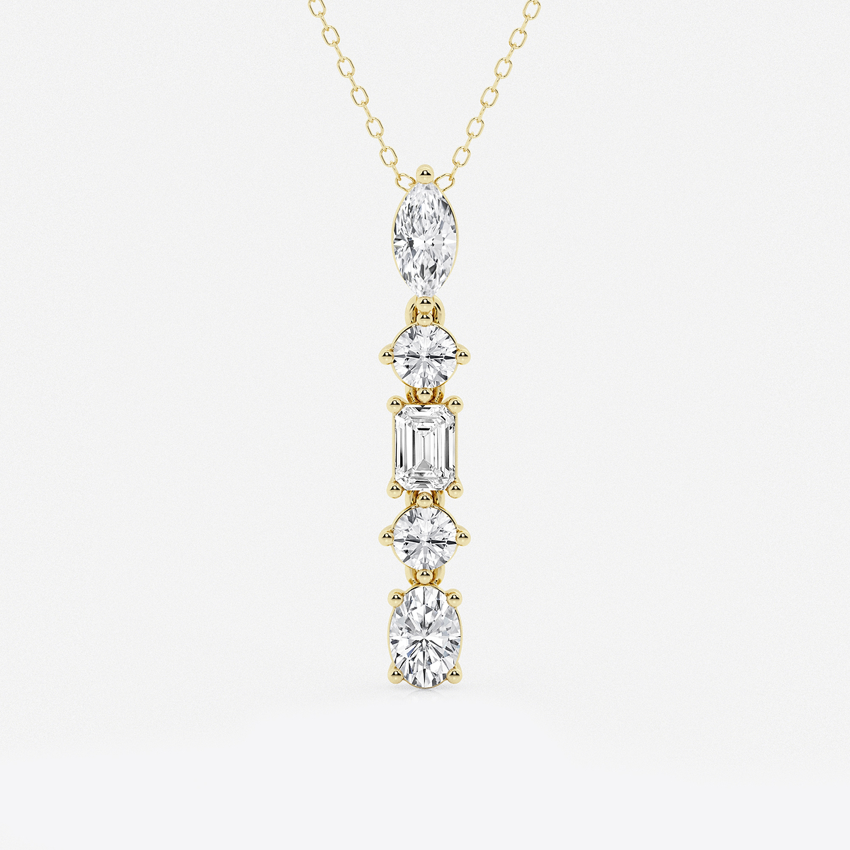 2 ctw Multi-Shape Lab Grown Diamond Pendant with Adjustable Chain