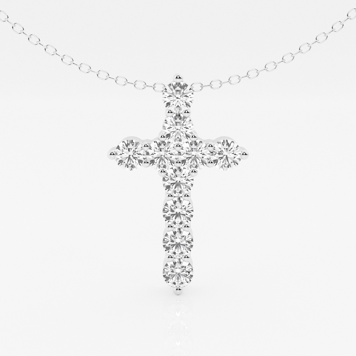 1 ctw Round Lab Grown Diamond Cross Pendant with Adjustable Chain