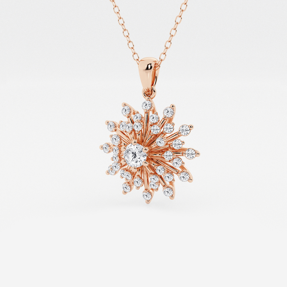 Additional Image 1 for  3/4 ctw Round Lab Grown Diamond Sunburst Pendant with Adjustable Chain