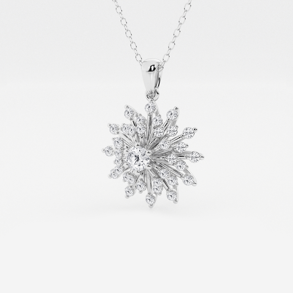 Additional Image 1 for  3/4 ctw Round Lab Grown Diamond Sunburst Pendant with Adjustable Chain
