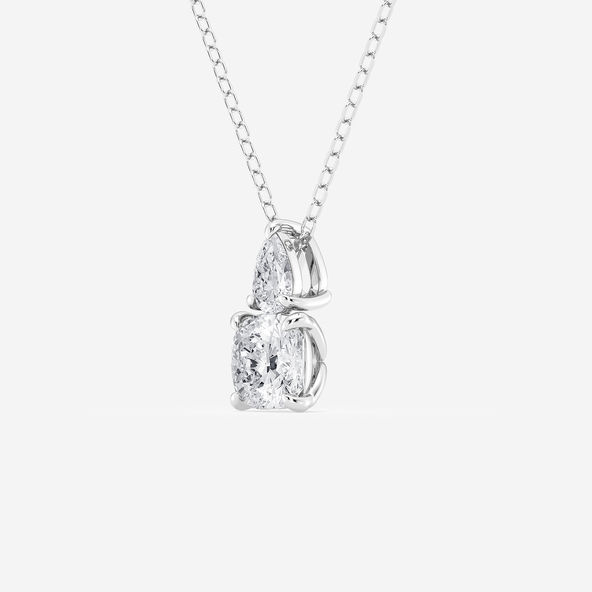Additional Image 1 for  1 ctw Toi Et Moi Cushion and Pear Pendant with Adjustable Chain