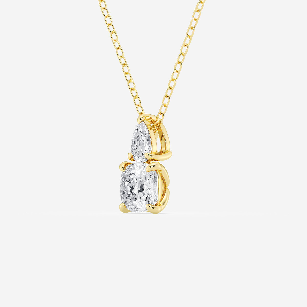 Additional Image 1 for  1 ctw Toi Et Moi Cushion and Pear Pendant with Adjustable Chain