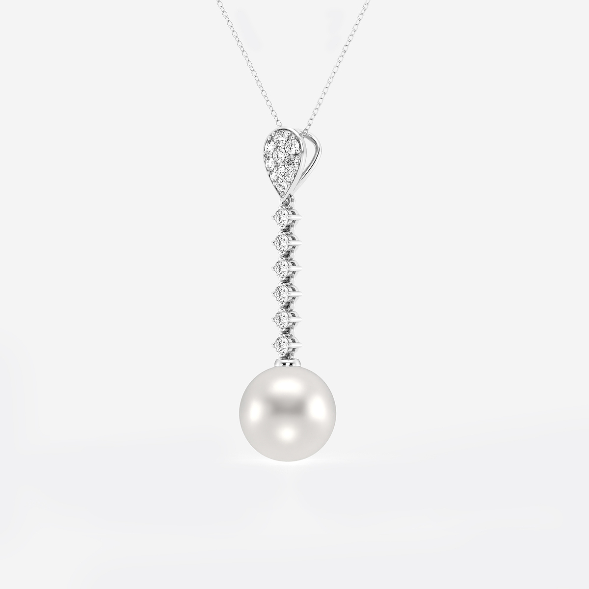 Additional Image 1 for  9.5 - 10.0 mm Cultured Freshwater Pearl and 1/2 ctw Lab Grown Diamond Linear Pendant