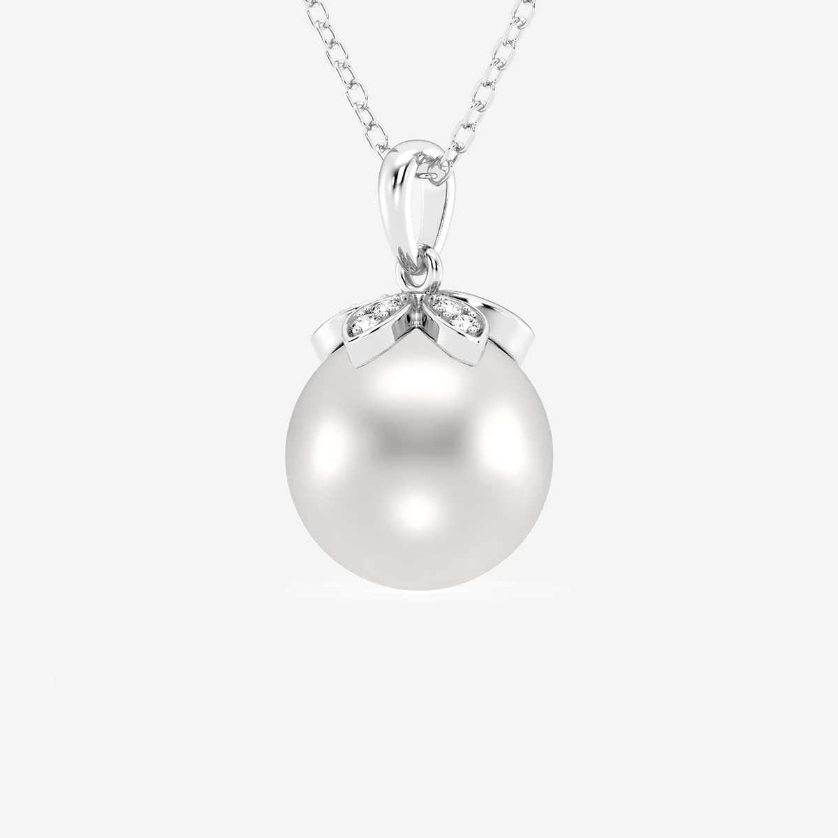 Additional Image 1 for  9.5 - 10.0 mm Cultured Freshwater Pearl and Lab Grown Diamond Accent Flower Pendant