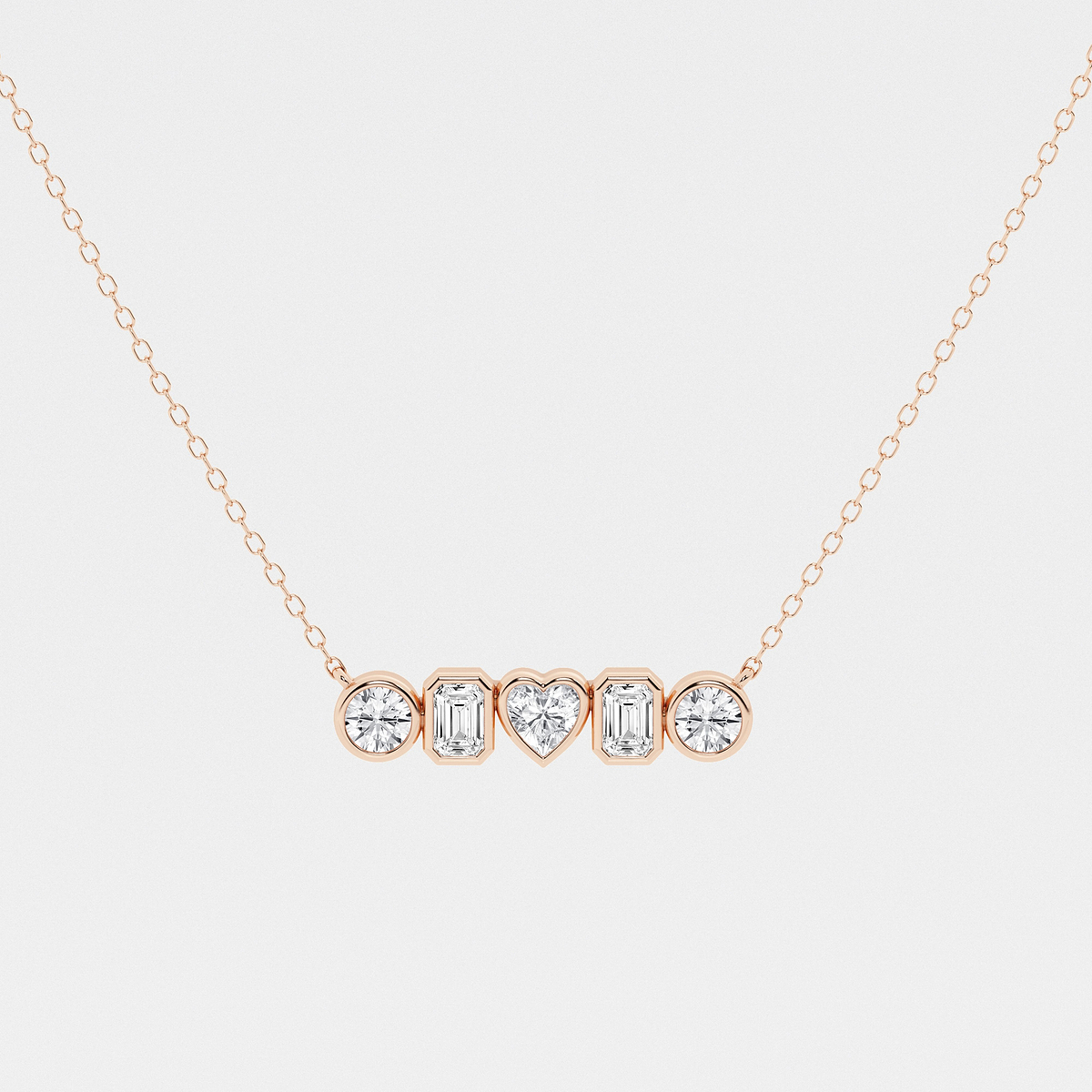 1 ctw Multi-Shape Lab Grown Diamond Bezel Five Stone Pendant