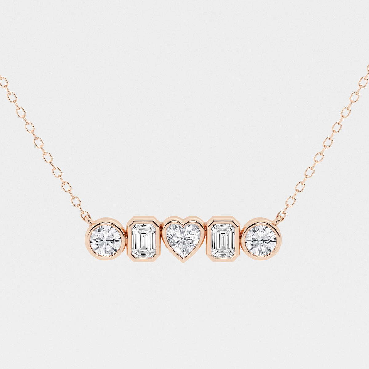 Additional Image 1 for  1 ctw Multi-Shape Lab Grown Diamond Bezel Five Stone Pendant