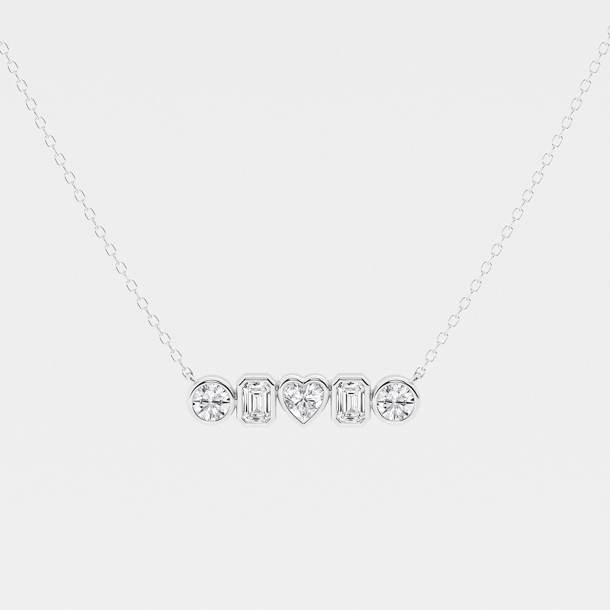 1 ctw Multi-Shape Lab Grown Diamond Bezel Five Stone Pendant